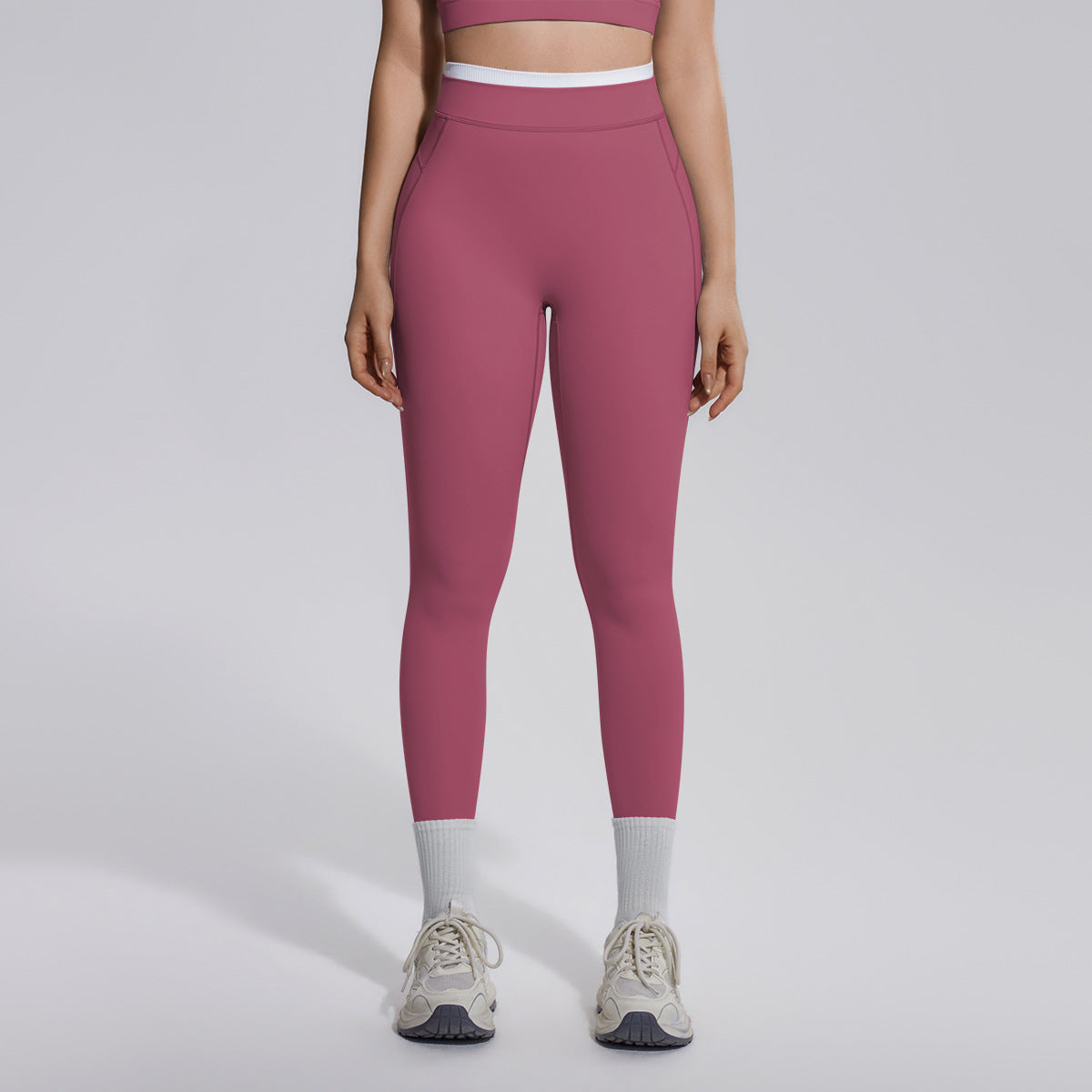 Women's High-Waist Contrast-Color Yoga Pants