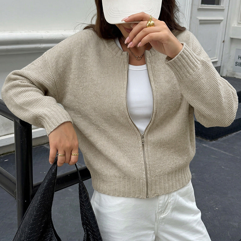 Women's Zip-Up Knit Cardigan