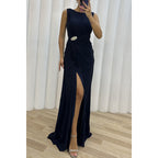 Women's Pleated Split Evening Dress