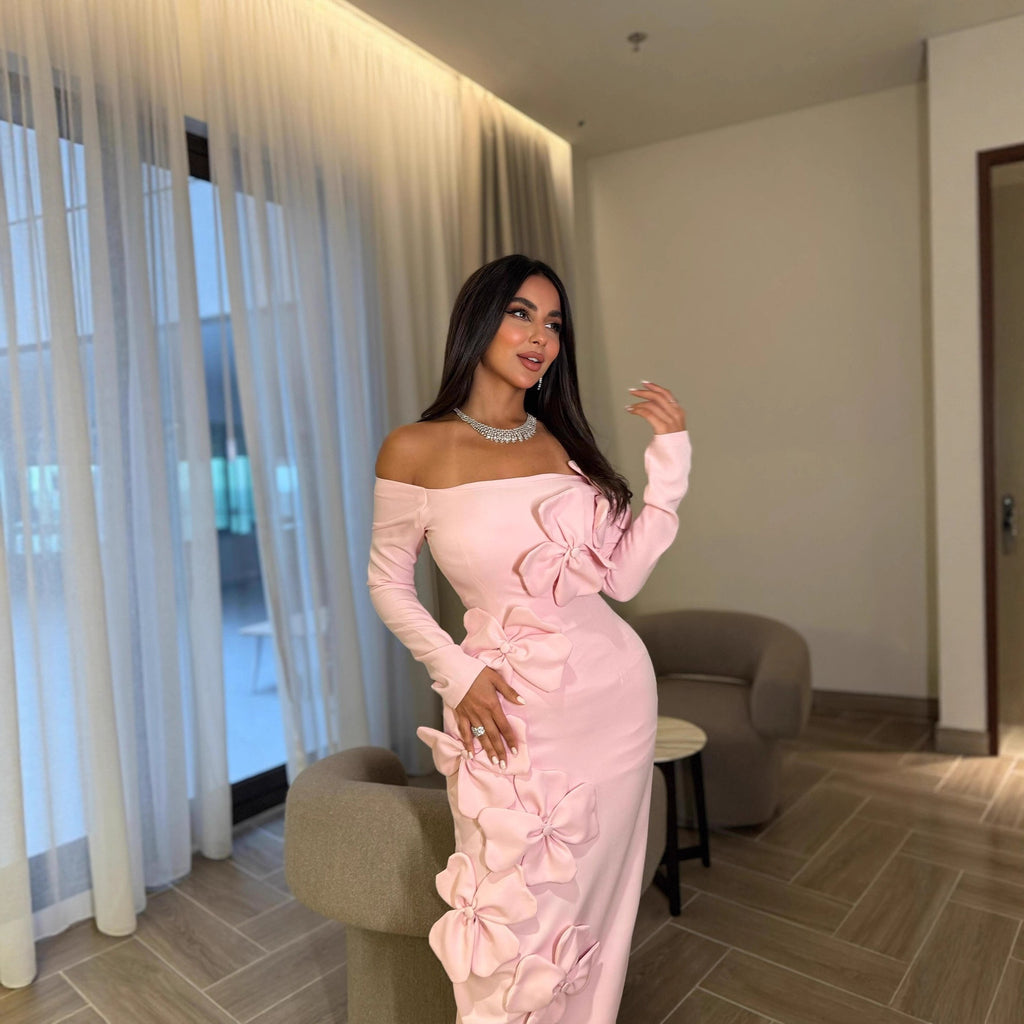 Women's Floral Off-Shoulder Evening Dress