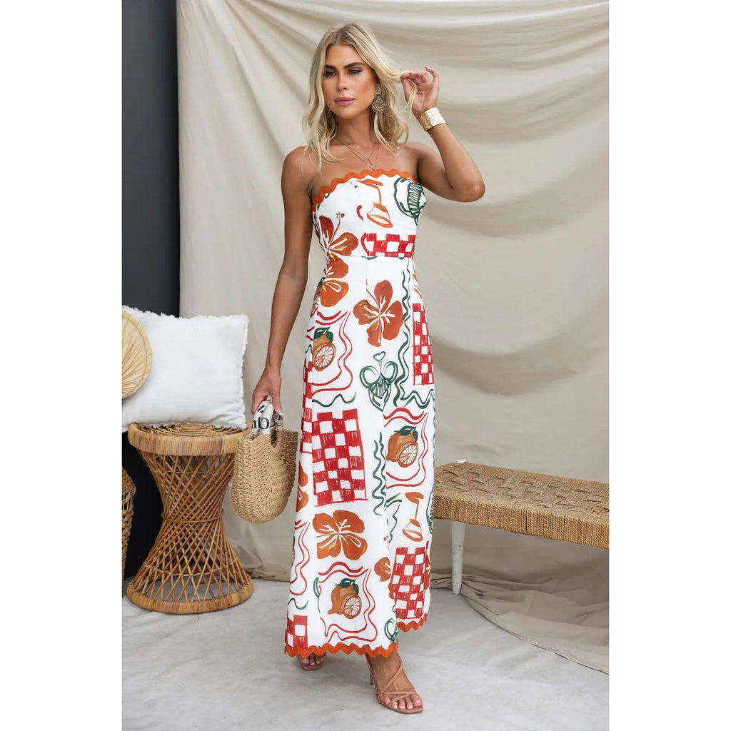 Women's Pleated Wrapped-Chest Maxi Dress