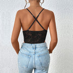 Lace Strap V Neck Sleeveless Jumpsuit