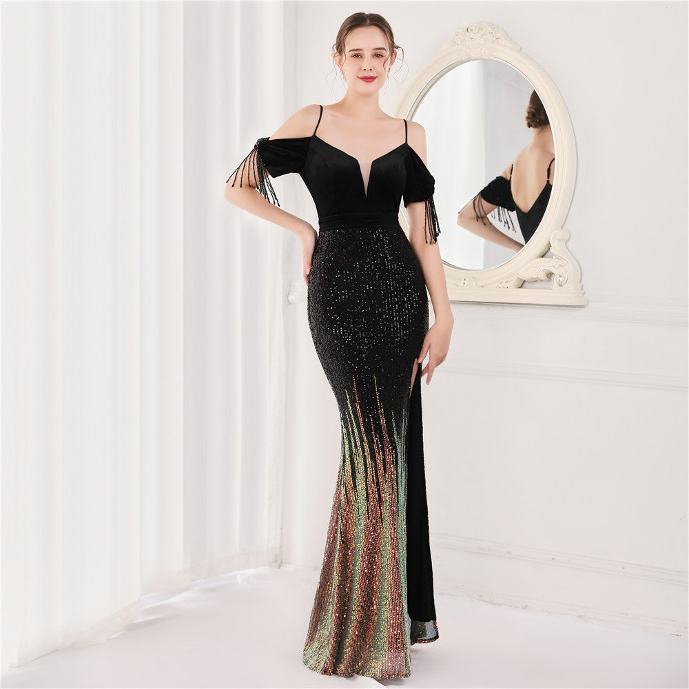 Women's Velvet Spaghetti Straps Cocktail Evening Dress Elegant Company