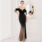 Women's Velvet Spaghetti Straps Cocktail Evening Dress Elegant Company