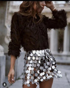 Women's Sequin High-Waist A-Line Mini Skirt