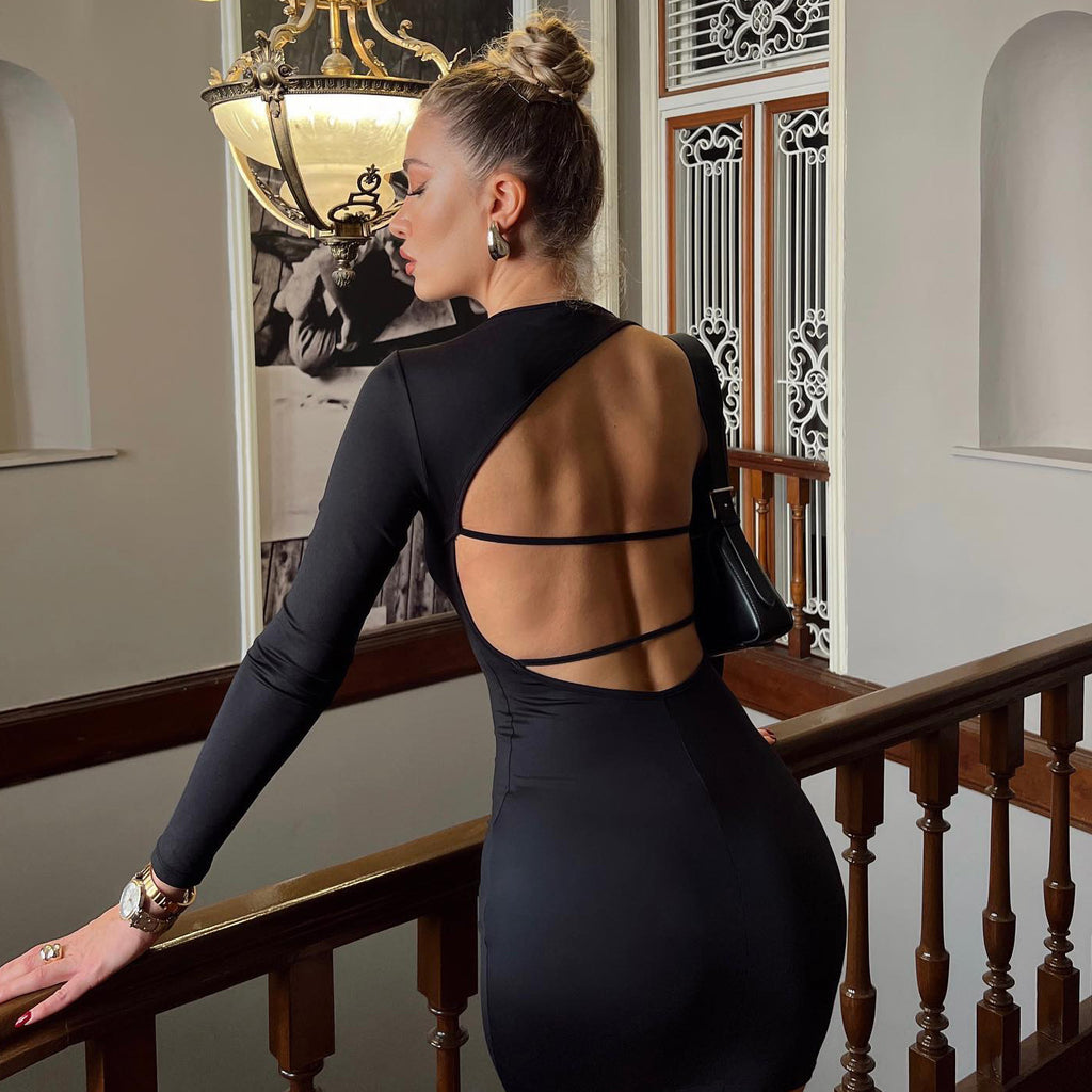 Women's Crew-Neck Backless Bodycon Summer Dress