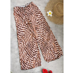 Three Point one-piece swimwear wide-leg pants with leopard print and elastic waistband