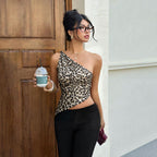 Leopard Print Single Shoulder Sloping Shoulder Sling Women