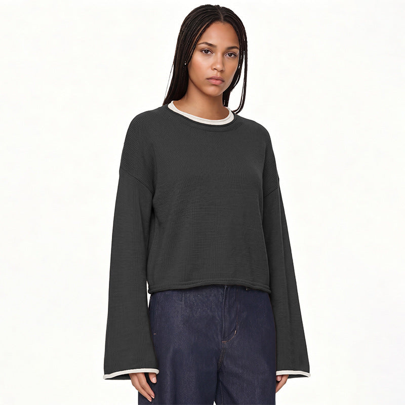 Women's Crew-Neck Color-Block Knit Sweater
