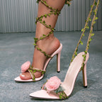 Woven Cross-Strap Stiletto Sandals