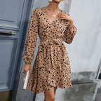 Leopard Print V-Neck Dress