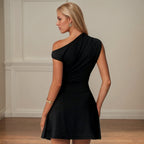 Women's One-Shoulder Cold-Shoulder Short Dress