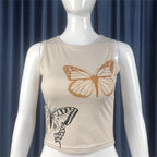 Women's Butterfly Print Cropped Tank Top