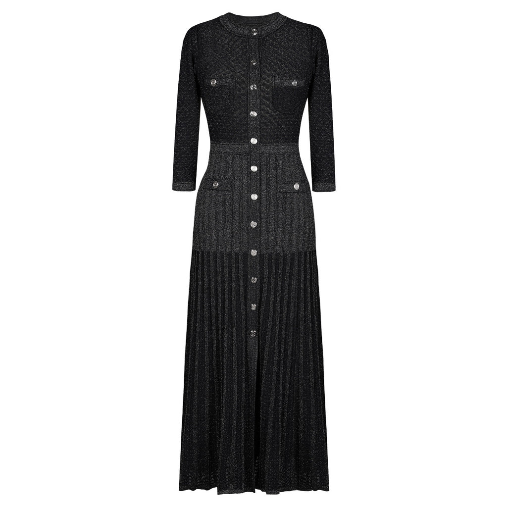 Crew-Neck Long-Sleeve Knit Bodycon Maxi Dress