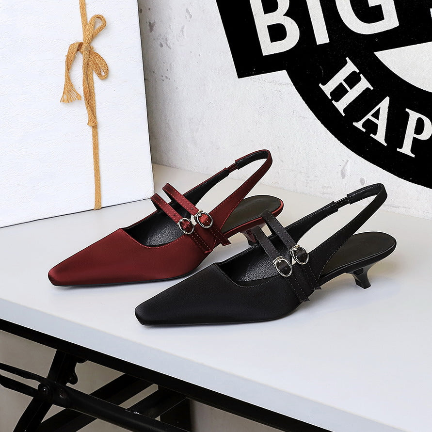 Women's Pointed-Toe Low-Heel Slingback Pumps