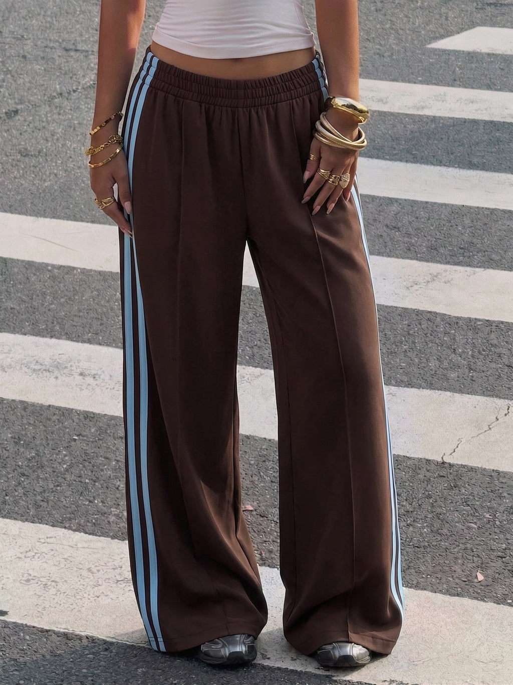 Brown with blue stripes