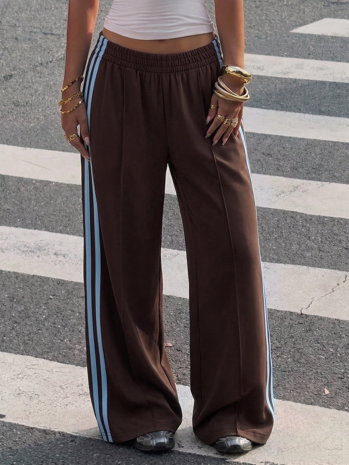 Brown with blue stripes