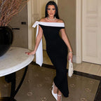 Women's Off-Shoulder Ribbon Bodycon Dress