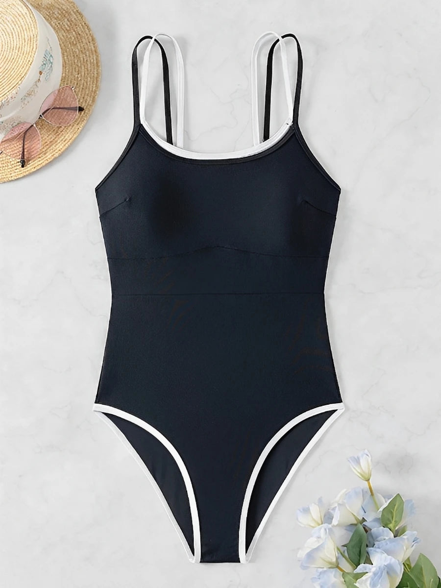 2026 Sexy Strappy Swimsuit One Piece Black Swimwear Female Solid Bathers Bathing Swimming Swim Suit Beachwear