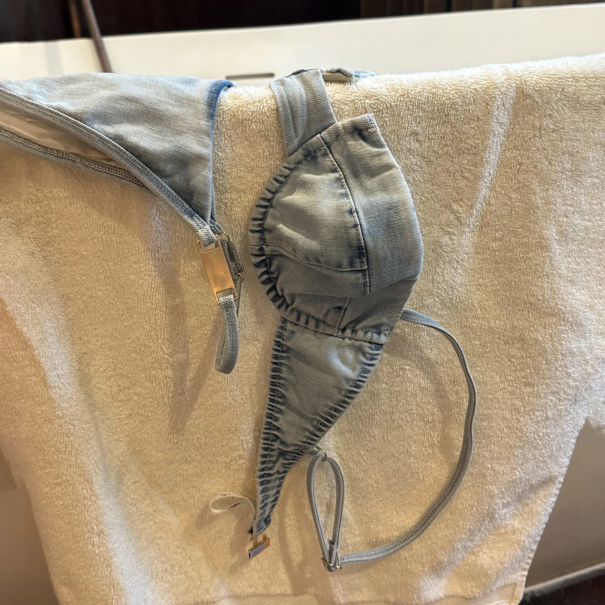 2026 Denim Print Bikini Women Sexy Swimsuit Leather Straps Swimwear Bandeau Biquini Female Micro Bikinis Bathing Suit Beachwear