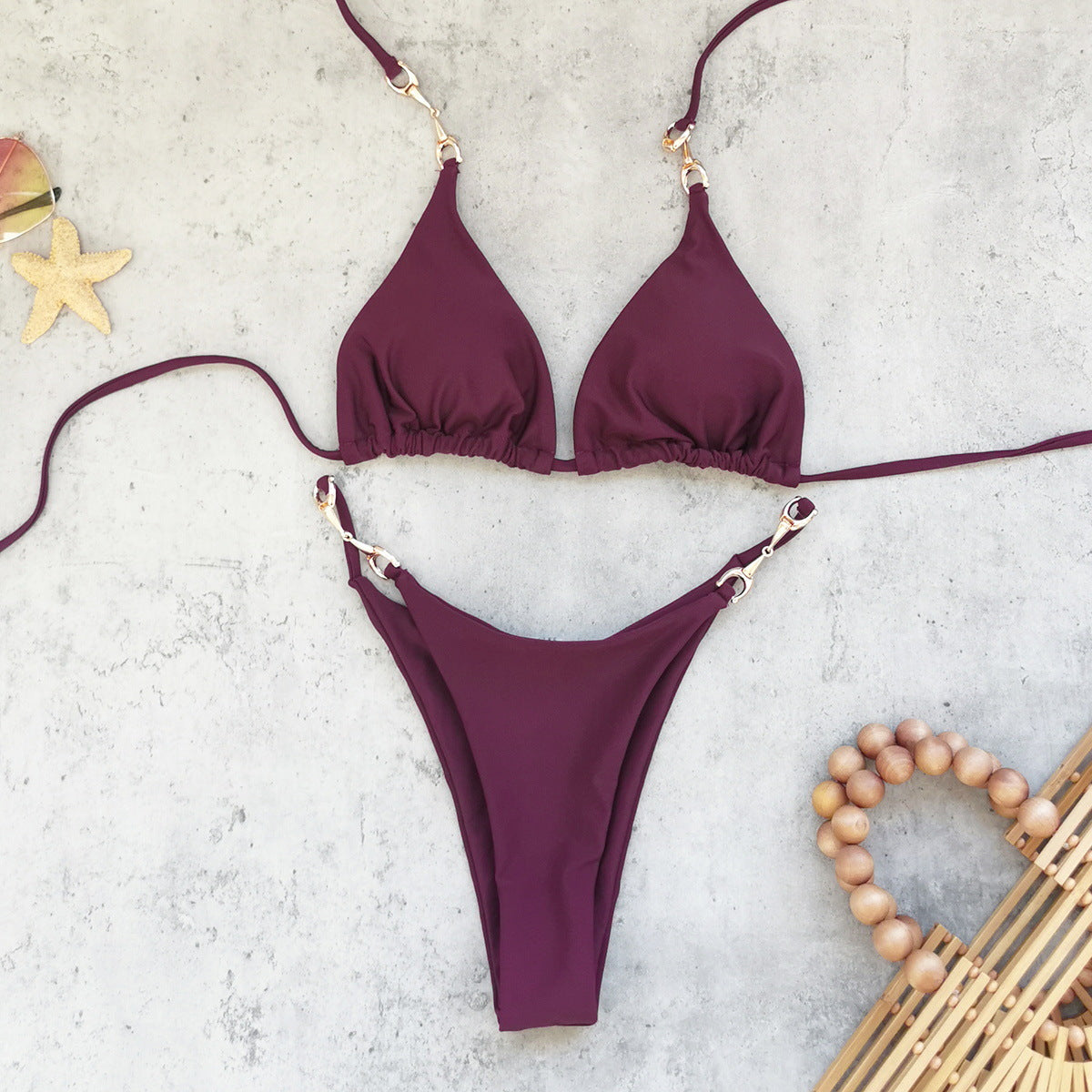 Women's Burgundy Triangle Bikini Set