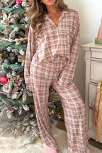 Pink Plaid Long-Sleeve Pajama Set
