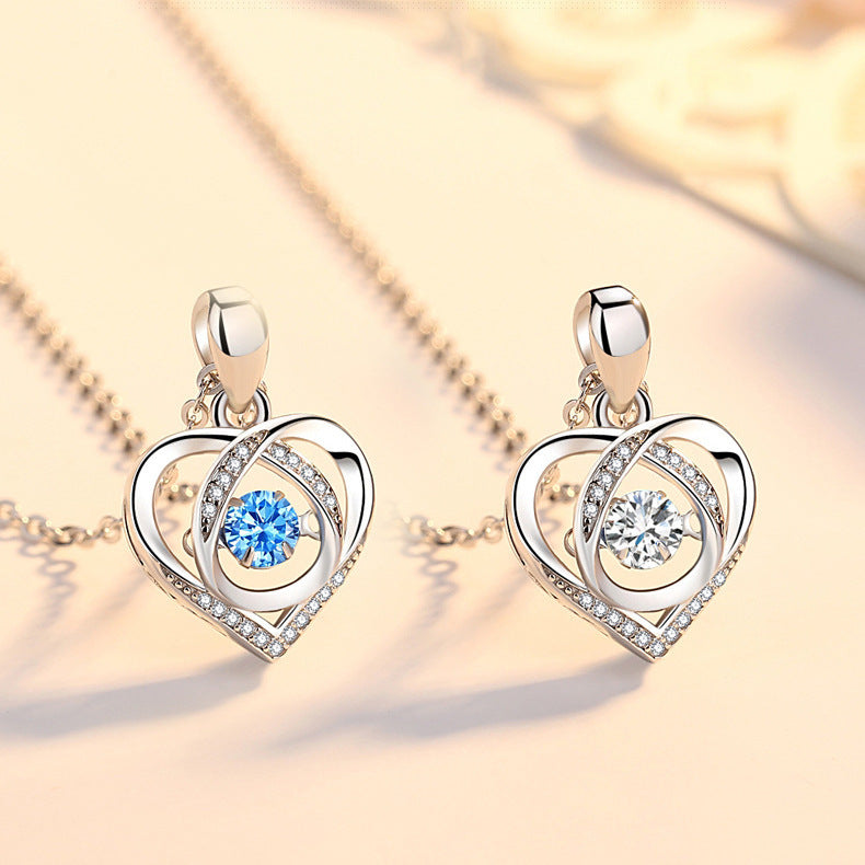 Heart zircon stainless steel pendant necklace
