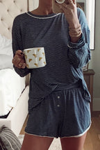 Blue Stripe Long-Sleeve Pajama Set