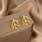 18K gold-color rotating leaf stud earrings