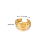 18K gold-color sun turtle flower stainless steel ring