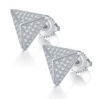 S925 silver moissanite 3D triangle stud earrings