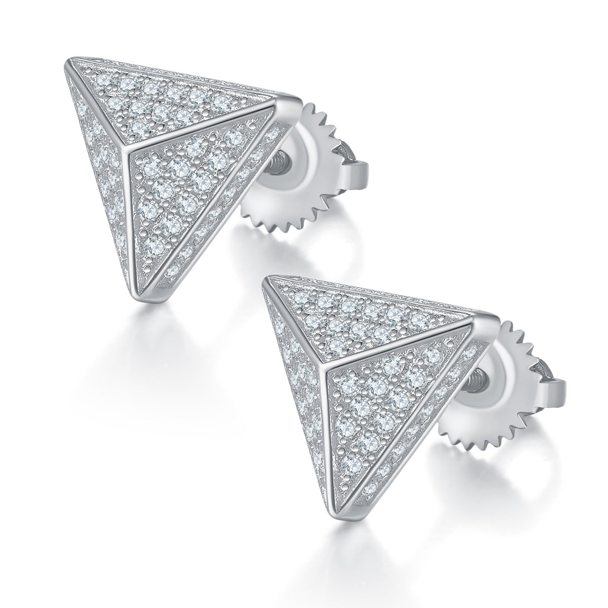 S925 silver moissanite 3D triangle stud earrings