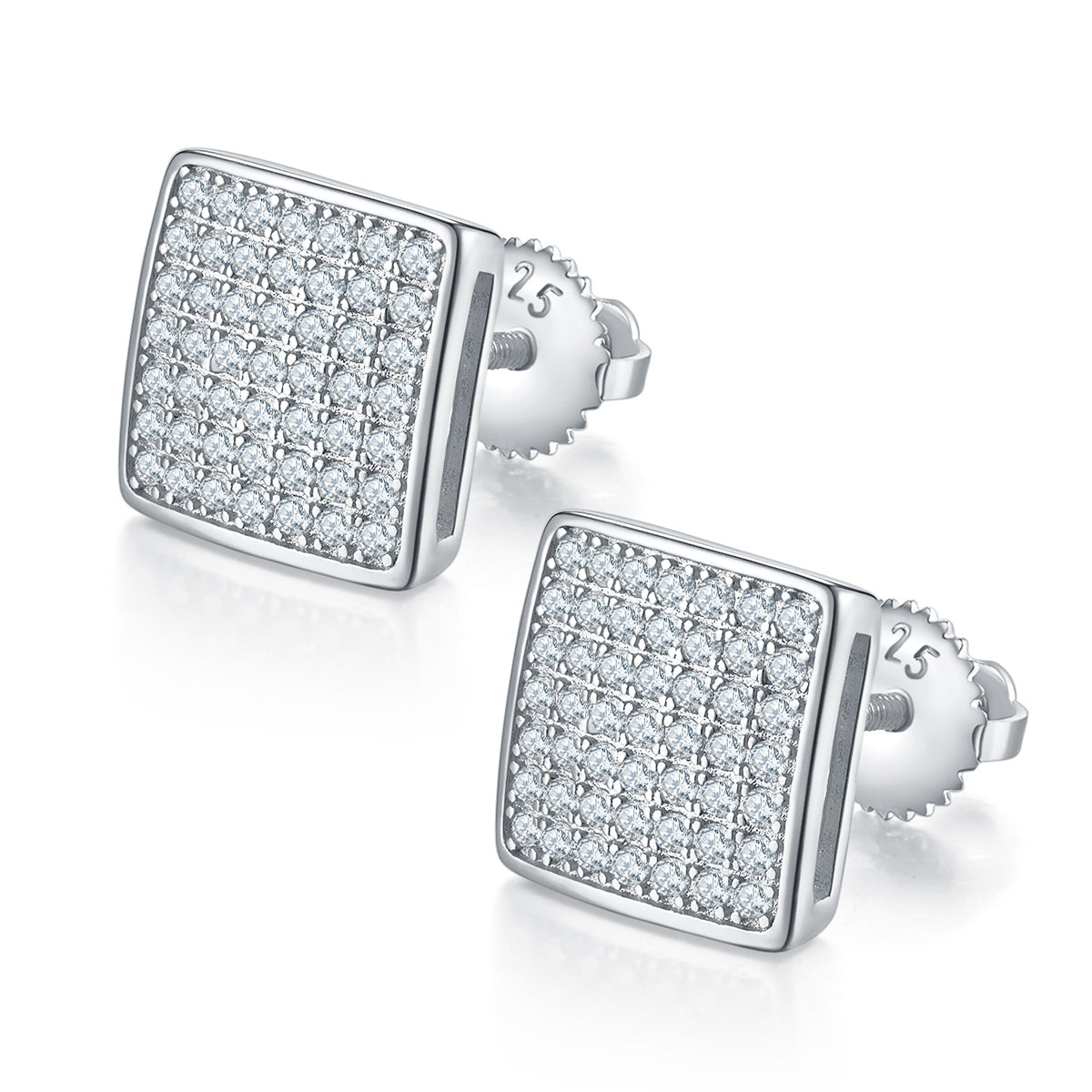 S925 silver moissanite square stud earrings