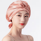 Adjustable satin-style hair care sleep bonnet