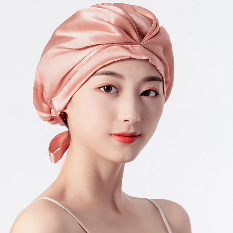 Adjustable satin-style hair care sleep bonnet