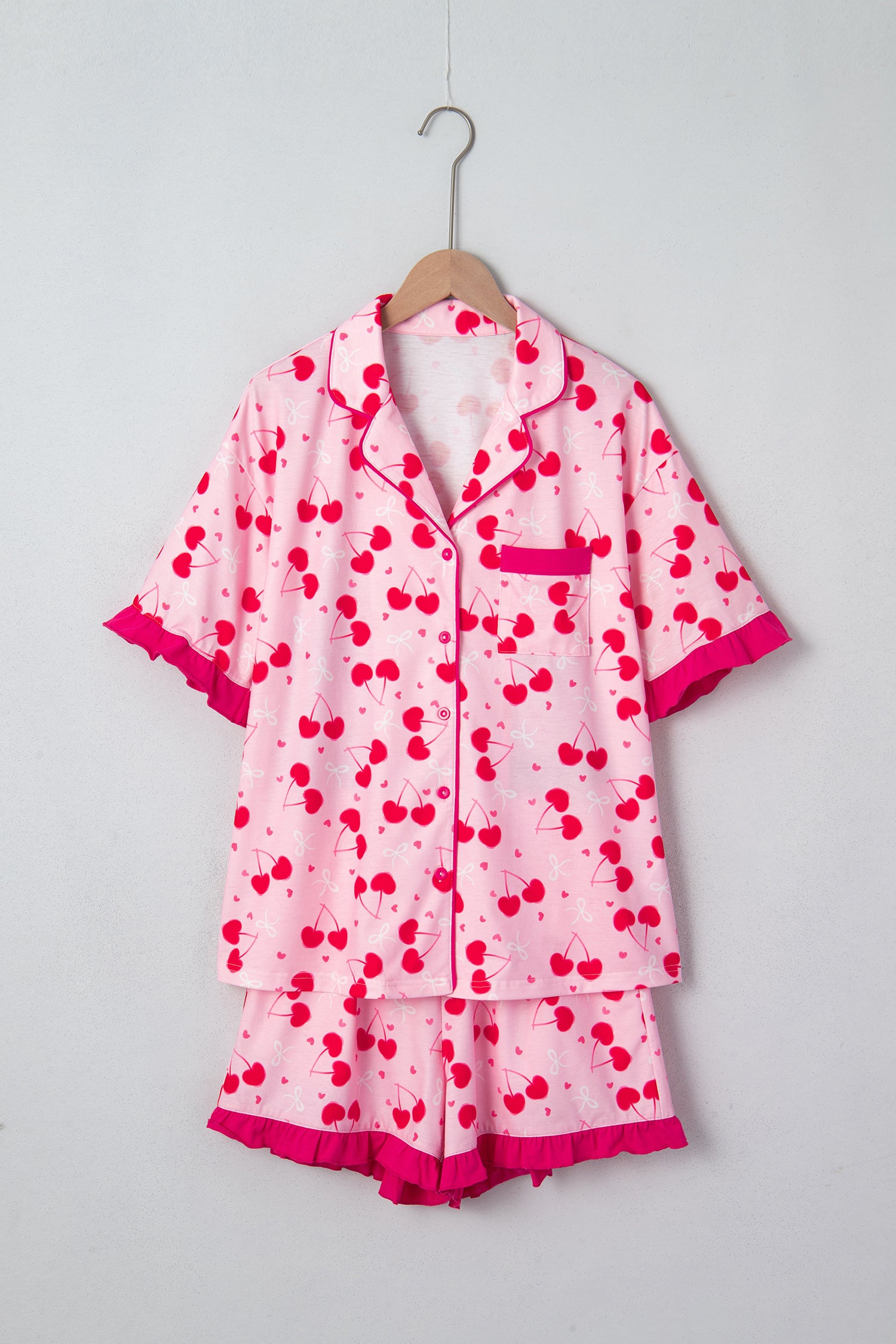 Rose Cherry Bow Short Pajama Set