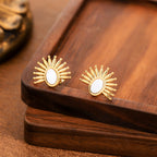 Embossed irregular stainless steel stud earrings