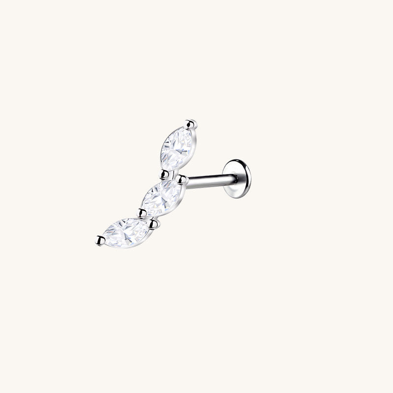 S925 silver clover flat-back stud earring