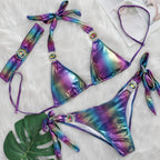Women's iridescent triangle bikini set