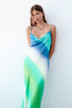 Printed sleeveless midi slip dress