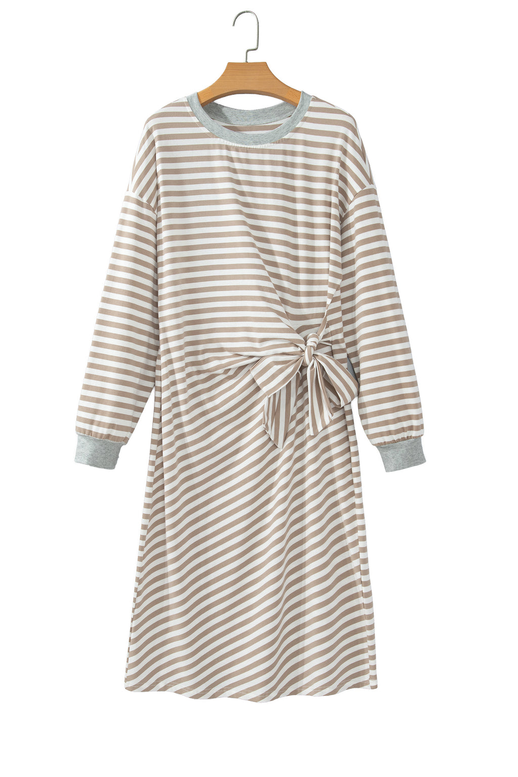 Brown Stripe Color-Block Shift Dress