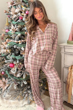 Pink Plaid Long-Sleeve Pajama Set