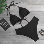 Women's Black Triangle High-Waist Bikini Set
