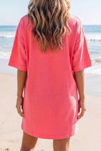 Light Blue Drop-Shoulder T-Shirt Mini Dress