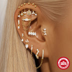 S925 snowflake flat-back stud earring