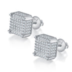 S925 silver moissanite cut-corner 3D cube stud earrings