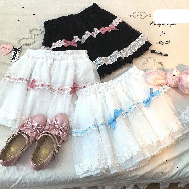 Lace ribbon skirt