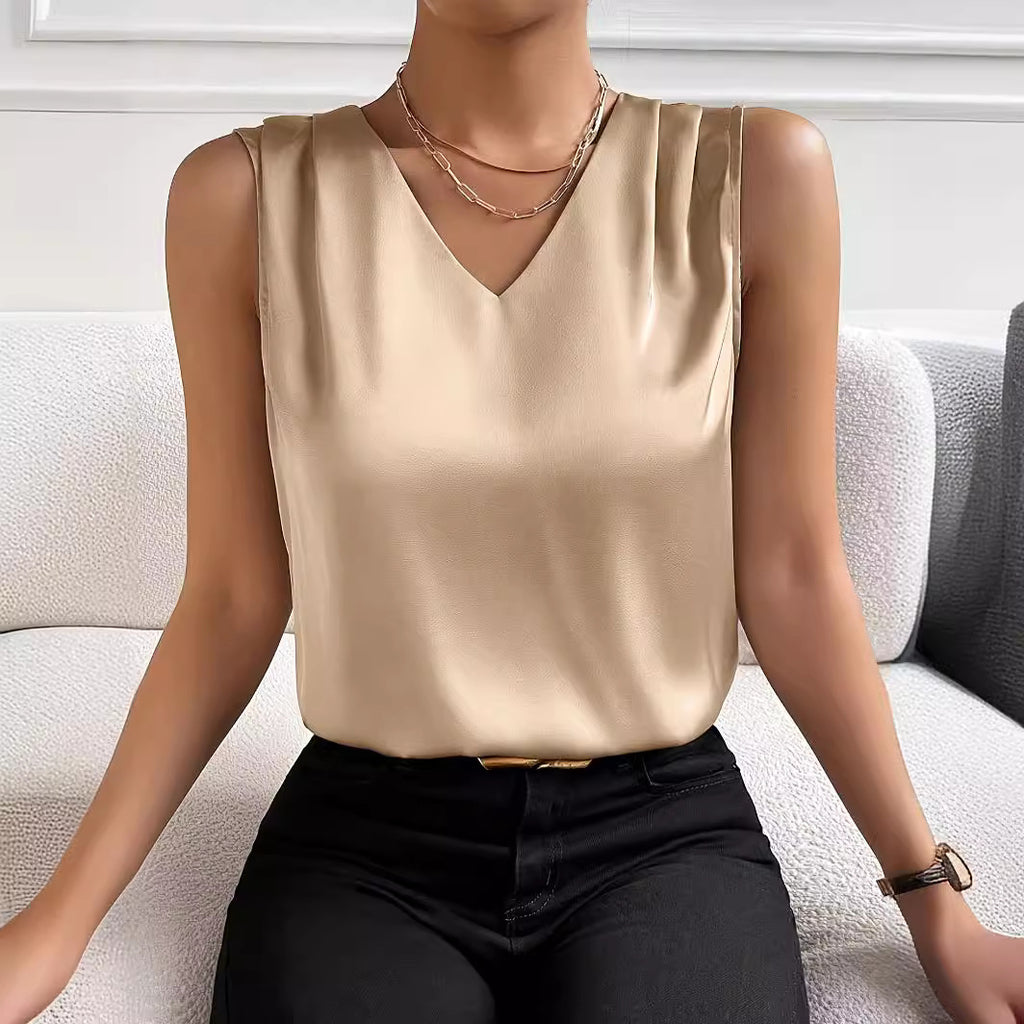 Women's satin sleeveless vest top