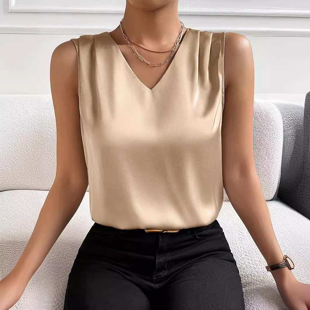 Women's satin sleeveless vest top