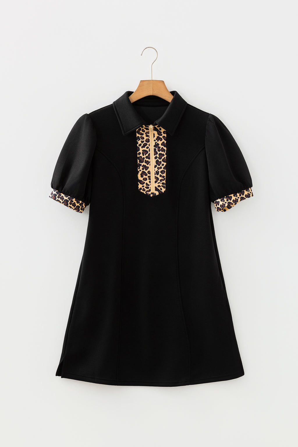 Black Leopard Patchwork Mini Dress